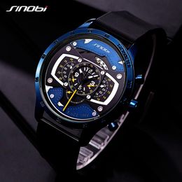 SINOBI Auto Speed Sport Heren Horloges Creatieve heren Polshorloge Punk Waterdicht Quartz horloge Militaire Reloj Hombre Racing Watc322E