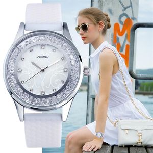 SINOBI mode femmes diamants montres bracelet en Silicone haut de gamme marque dames genève Quartz horloge femmes heures 20243m