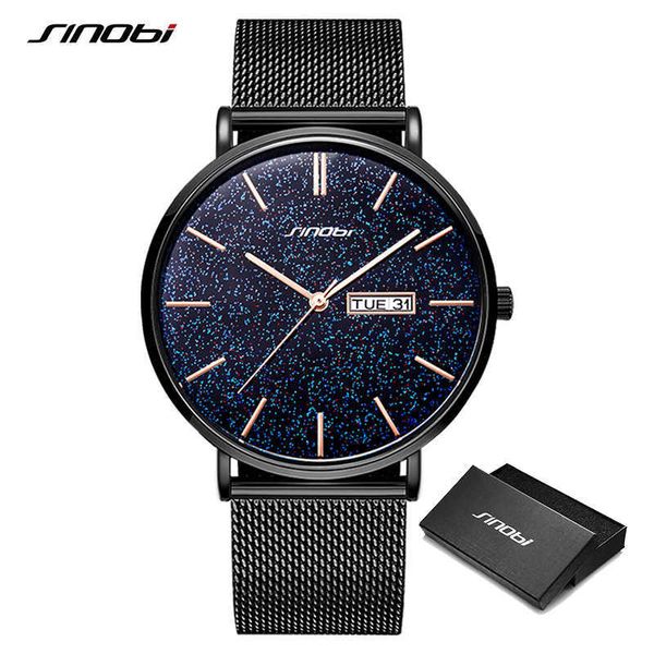 Sinobi Haute Qualité Hommes Montres De Luxe Quartz Montre Mâle Mode Mince Maille En Acier Étanche Horloge D'affaires Relogio Masculino Q0524