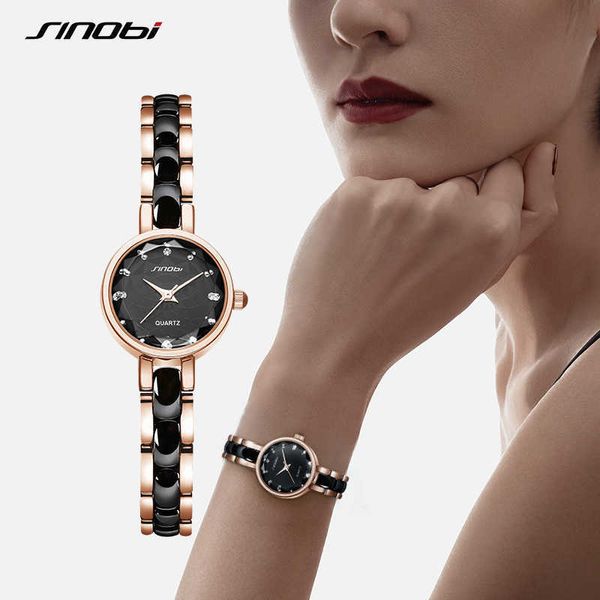 SINOBI Damas Reloj Luxury Rose Golden Women Watches Fashion Diamond Femenina de cuarzo Relogio Feminino Zegarek Damski 210616