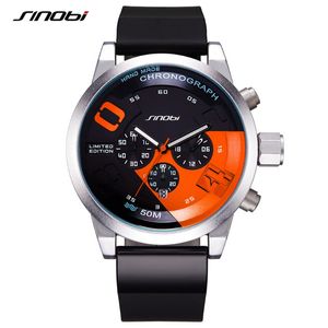 SINOBI Grand Cadran Conception Chronographe Sport Hommes Montres Marque De Mode Militaire Étanche Montre À Quartz Horloge Relogio Masculino X0524