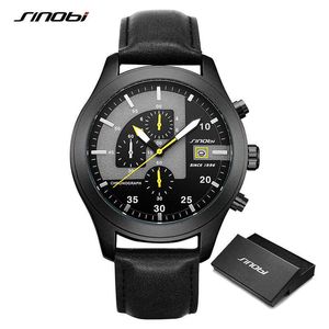 Sinobi nuevo cronógrafo calendario impermeable Ginebra reloj de cuarzo militar Hora Relogio Masculino gran esfera deportes relojes de cuarzo Q0524