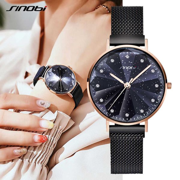 Sinobi nouvelle mode 3d imprimé étoiles ciel femmes montres 2020 luxe or femmes Bracelet Quartz aimant boucle montres-bracelets horloge Q0524