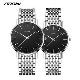 SINOBI SET Couple montres haut de gamme Quartz Mans montre bracelet en acier inoxydable Ultra-mince Quartz montre-bracelet reloj mujer3222