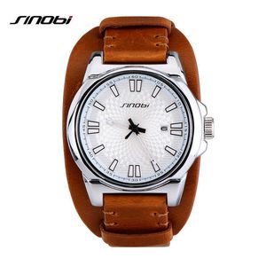 Sinobi Sports Montres-bracelets pour hommes Marque de luxe Bracelet en cuir Mâles Casual Militaire Étanche Quartz Horloge Horloges Mannen Q0524