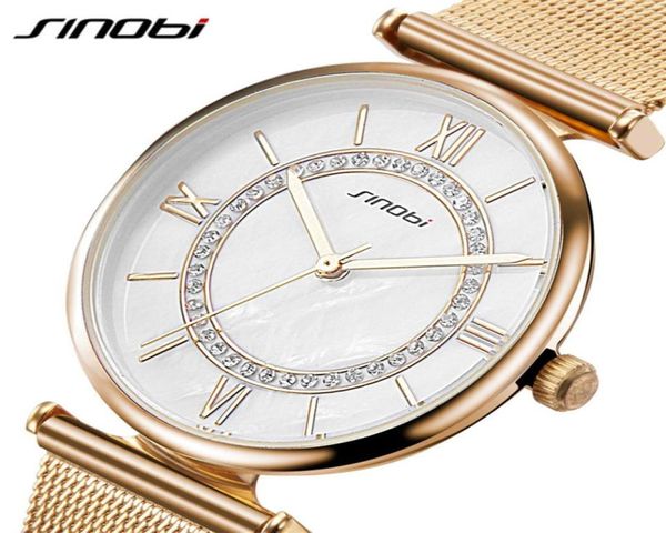 Sinobi Super Slim Gold Mesh en acier inoxydable Watches Femmes Top Brand Luxury Horloge décontractée Femme poignet Gatter Lady Relogio Feminino2084455198