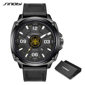 Sinobi Relógios masculinos criativos de alta qualidade Couro Luminoso Mostrador grande Relógio de pulso esportivo Quartzo Inteligente à prova d'água Relógio masculino Relogio Q0524