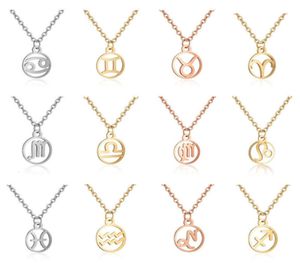 Sinogaa en acier inoxydable Zodiaque Colliers Pendants 12 Constellation bijoux Vierge Leo Taurus Gemini Collier Femmes Collar9548584