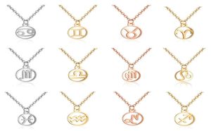 Sinogaa roestvrijstalen dierenriemteken kettingen hangers 12 constellatie sieraden Maagd Leo Taurus Gemini ketting vrouwen kraag3165832