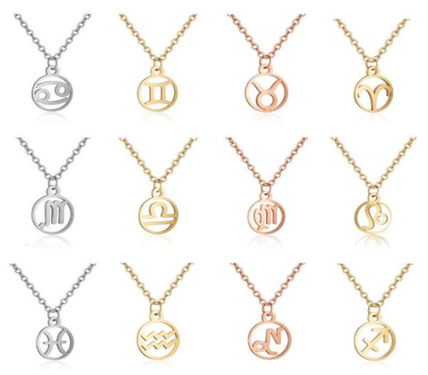 Sinogaa en acier inoxydable Zodiaque Colliers Pendants 12 Constellation bijoux Vierge Leo Taurus Gemini Collier Femmes Collar9548584