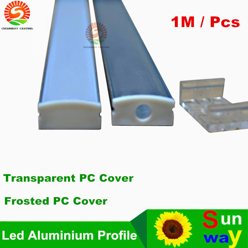 SINOMANN-SW1707 1M LED aluminium profiel transparant Melkachtig frosted pc cover voor led flexibele strip led starre strip tot 12 mm breedte