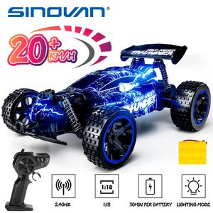 Sinovan Coches de control remoto para niños 1/18 Escala RC Racing Cars con luces LED 24GHz RC Car Juguetes al aire libre Regalos para niños niñas 240105