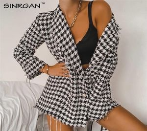 Sinrgan Dogtooth Woven Double Breasted Blazer Blazer Blazer à manches longues de haute qualité Robe Veste de veste extérieure Hiver 2010178713548