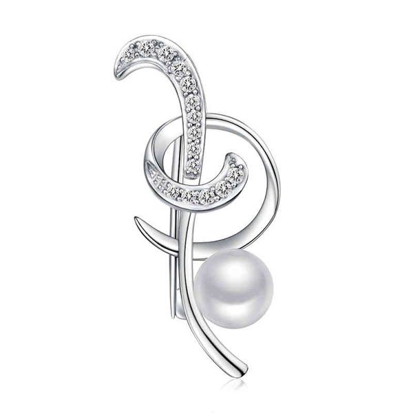 Broches de plata esterlina 925 Sinya AAAAA, perlas naturales, estilo de notas triples, Buen regalo para mujeres con clip giratorio en el respaldo
