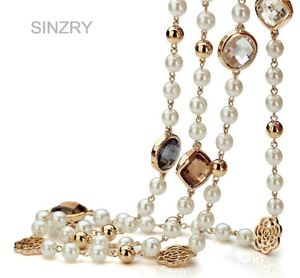 Sinzry Cubic Zircon Rose Fleur simulée perle Long for Women Sweater Winter Collier Christmas Gift9187165