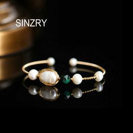 Sinzry Original Design Handgemaakte Natuurlijke Zoetwater Parel Vintage Bangles Elegante Lady Mode Bangle Q0720