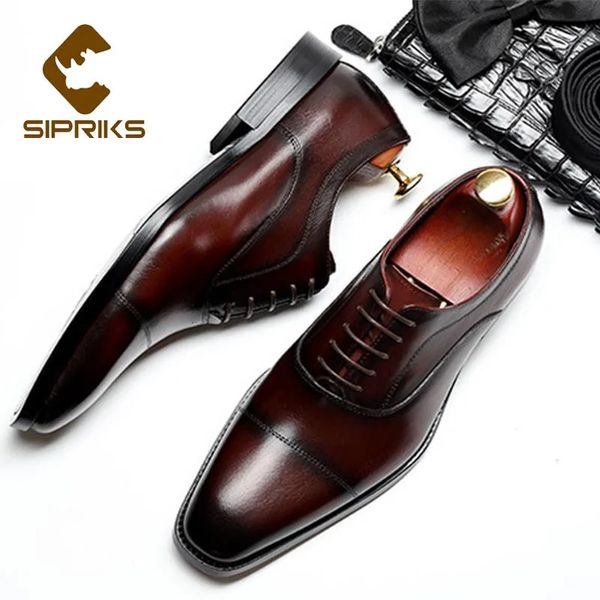 Sipriks luxe garçon chaussures de mariage hommes robe en cuir église chaussures vin rouge bordeaux Oxfords Social hommes costume décontracté affaires 240118