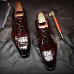 Sipriks chaussures de mariage pour marié imprimé peau de Crocodile chaussures habillées pour hommes vin rouge formel smoking Oxfords italien Goodyear Welt