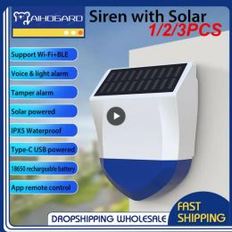 Sirene 1/2/3 stcs Tuya Smart Zigbee Sirene Alarm Waterdicht Outdoor met zonne- en USB -voeding Optioneel 95 dB afstandsbediening