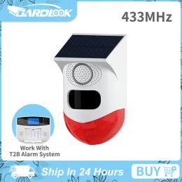 Siren 433MHz Siren inalámbrica Solar Carga de alarma de luz estroboscópica al aire libre Siren de alarma de seguridad para el hogar inteligente