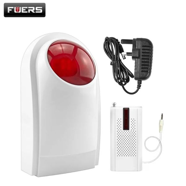 Siren FUERS Wireless J008 Flash Inter -Toor Siren 433MHz Batería de copia de seguridad incorporada con F8 Transmisor Trabajo para el sistema de alarma de seguridad del hogar