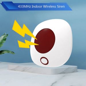 Sirène Indoor 433MHz Wireless Siren Standalone Burglar Home Security Alarm System High Decibel 110DB Sound Light Strobe Strobe Sirène