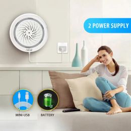 Sirène mini capteur de température WiFi Wireless Smart Life Smart Detector Sirren Alarm Smart Home App Remote Siren 120 dB Tuya 2 en 1