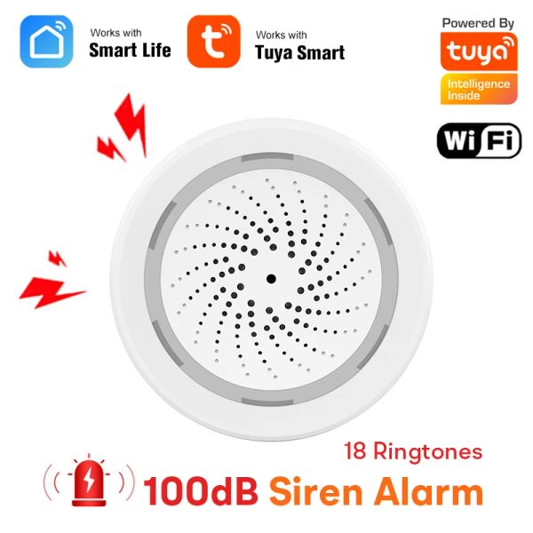 Sirène Smart Life Smart Life Sirren Alarm 100db haut-parleur bruyant 18 Sonneries avec alerte légère stroboscopique pour le système de sécurité à domicile