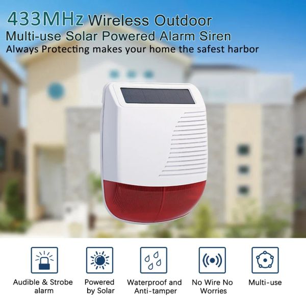 Siren Tuya Smart WiFi Infrarroed Motion Motion Detector Solar Pir Wireless Strobe Siren Detector Sound Alarma impermeable Control remoto