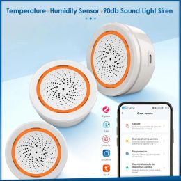 Siren Tuya Zigbee Sirene Alarm Ingebouwde Temperatuur VoCHTiGheid Capteur 3 en 1 90DB Sound Light Alarm Werken Met Smart Leven Wifi Zigbe