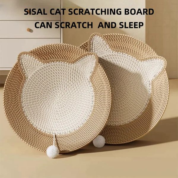 Tapis à gratter en Sisal pour chat, jouets pour animaux de compagnie, lit de couchage, grattoir, griffe de meulage, protecteur de meubles résistant aux rayures, 240226