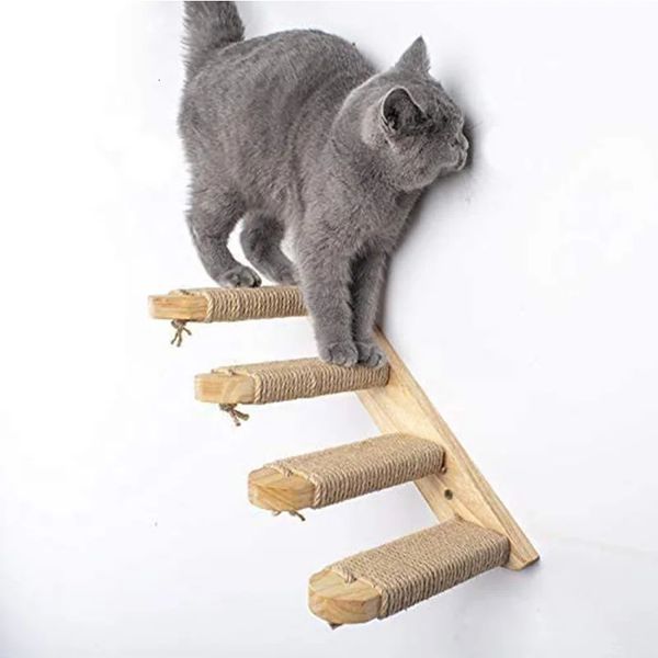 Sisal Cat Cat Ladder non glissée Cat d'escalade Cadre d'escalade en bois escaliers arbre étape chat Cat saut à plate-forme de carte à gratter meubles de compagnie 240403