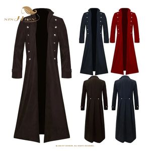 SISHION Long Costume Médiéval Renaissance Gentlema Manteaux VD3537 Gothique Steampunk Trench Vintage Redingote Outfit Manteau pour Hommes S-5XL240311