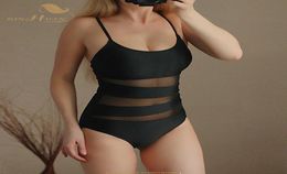 Sishion Vintage One Piece Swimsuit Mesh Swimwear Femmes 2021 Bataille noire STRAPE BEACHWEAR FEMMES039S Suite de natation xxl SP13379207184