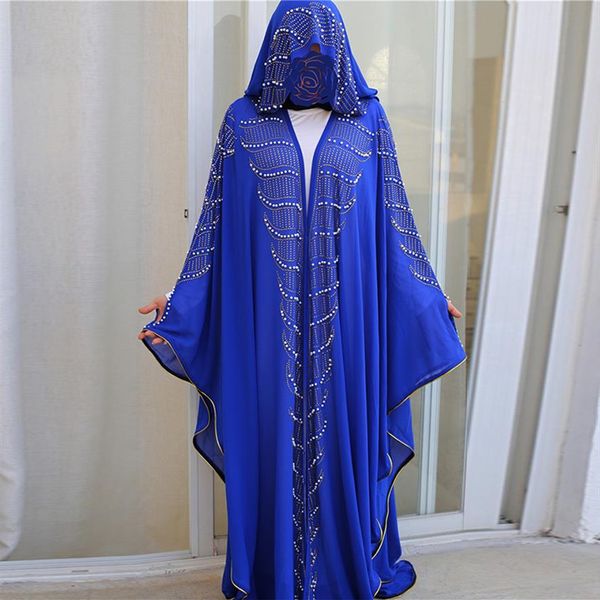 Siskakia strass perle manches chauve-souris Abaya robe grande taille 2020 nouveau islamique dubaï arabe musulman robes de chambre Eid tenues235l