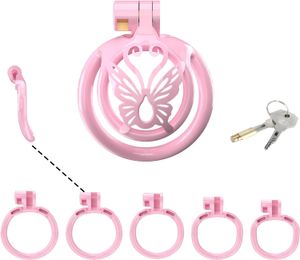 Sissy Chastety Cage for Men Pink Chastety Devices Lock Design Small Chastity Cage Male Penis Cage Cock Cage BDSM Toys pour couples Sexe (rose, WX-4)