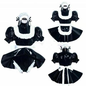 Sissy Maid PVC-jurk Romper sissy boy CD TV Op maat gemaakte cosplay Costume283t