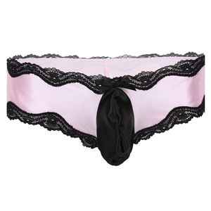Sissy Panties Lingerie voor mannen Crossdress ondergoed Lage taille Sexy Gay Bikini Kantwerk onderbroek met Ardennenzakje Nachtkleding 231226
