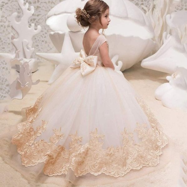 Soeur élégante robe de fille de fleur pour les enfants de mariage sans manches