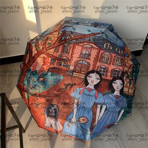 Hermanas Sombrillas de alta calidad Hipster Hipster Plegable automático Luxury Umbrellas Top Calidad Diseñador de viajes al aire libre Multifunción Sun Sopbrellas