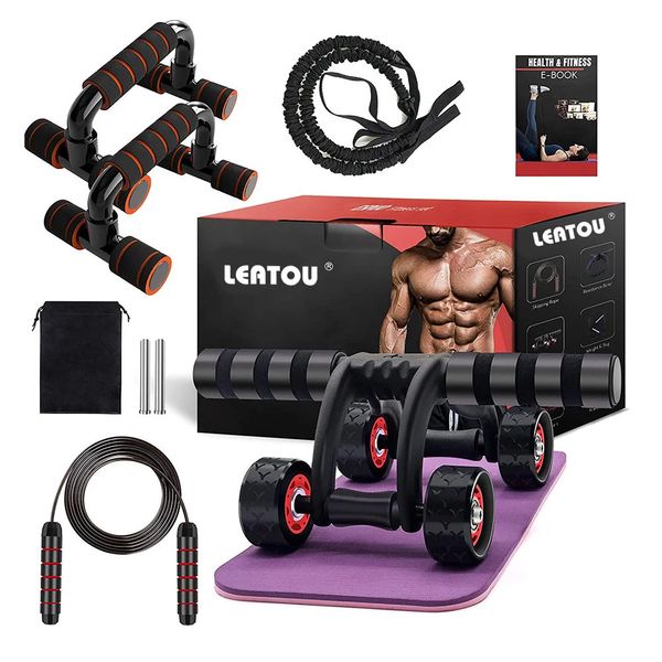 Bancs assis Roue Kit 9 en 1 Kit d'exercices abdominaux à 4 roues Équipement de fitness pour femmes hommes Entraîneurs abdominaux de force de base 231012