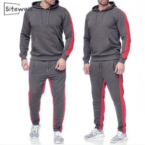 SITEWEIE, conjuntos de 2 piezas, ropa deportiva de moda para hombre, sudaderas, chándales para hombre, jerséis informales gruesos, trajes de retazos con capucha L455 201128