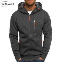 Siteweie Hommes Veste Chemise Sports de plein air Zipper Sweats à capuche Automne / Hiver Nouvelle mode Hommes Manteaux Casual Tops à manches longues Oversizes L397 X0621