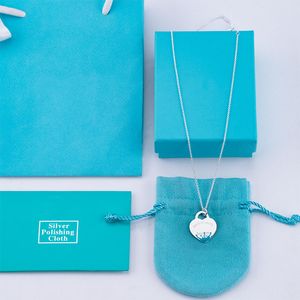 Zilveren ketting initiële ontwerper hart hanger kettingen vrouwen paar vakantie geschenken originele merk sieraden