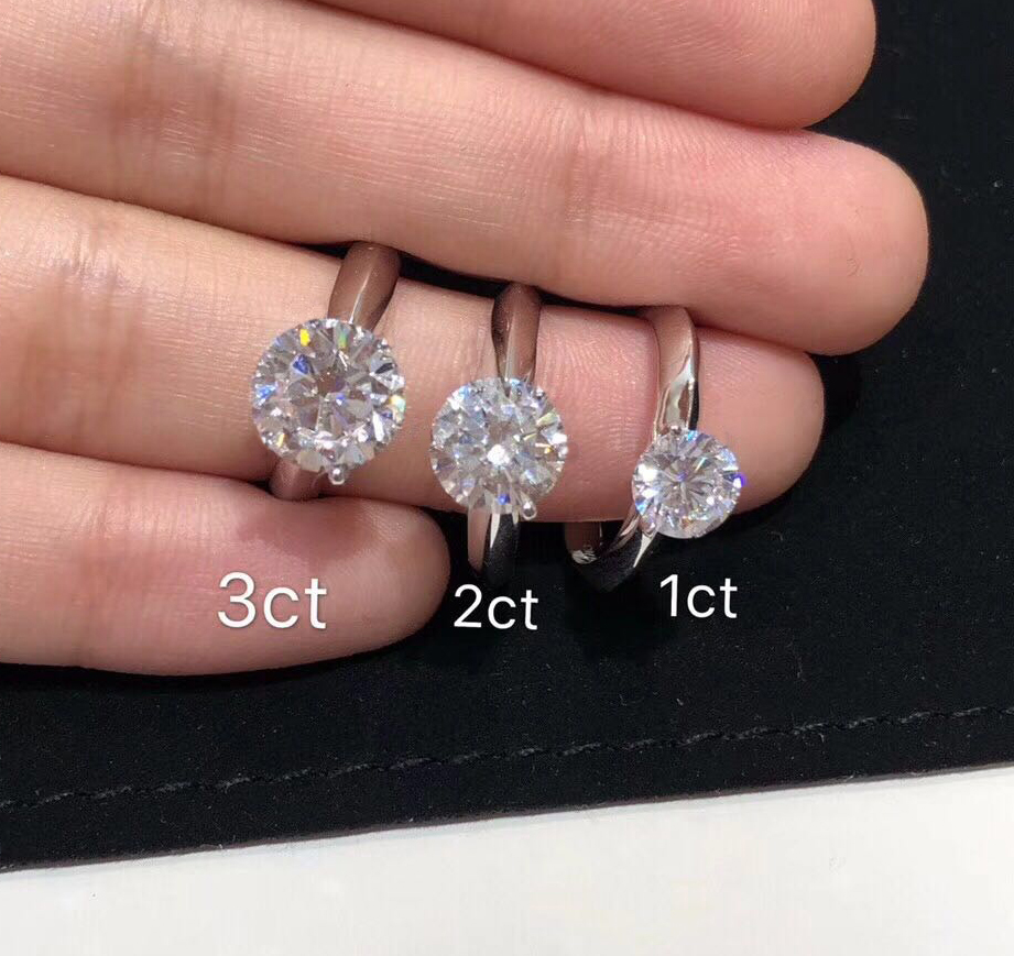 디자이너 925 Sterling Silver Claw 1-3 Karat 다이아몬드 반지 Moissanite Womens Marring 약혼 결혼식 세트 스타일 고급 오리지널 보석 선물