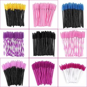 Zes kleuren wegwerp Mascara Wands Mini wimpers Borstels Mascara Applicator Micro Spoolie Borstels voor Eye Lash