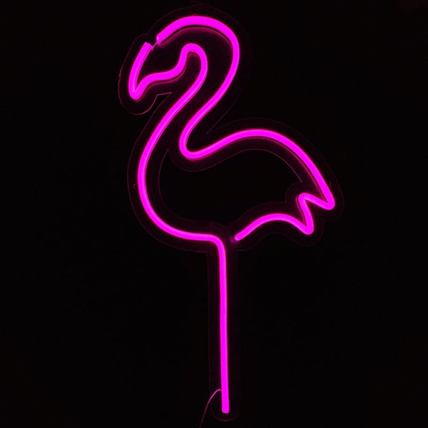 Six Flamingo Sign Fashion Beautiful Home KTV Bar regalo de Navidad Decoración de pared Luz de neón hecha a mano 12 V Super brillante
