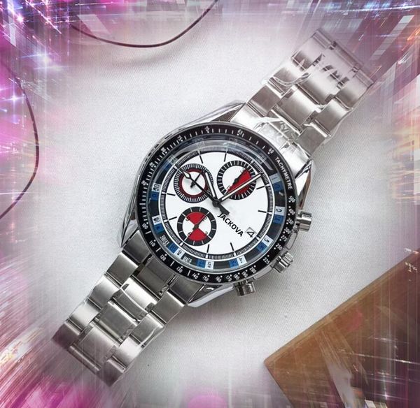 Six Stiches Sports Racing Chronomètre Montre 41mm Hommes Mouvement À Quartz Mâle Horloge Cadeaux Fine Ceinture En Acier Inoxydable Explosions annuelles populaires Montre-bracelet haut de gamme