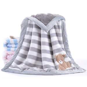 Siyubebe Bébé Couverture Infantile Bebe Épaissir Flanelle Swaddle Enveloppe Poussette Bande Dessinée Couverture Nouveau-Né Bébé Literie Couvertures 75 * 100 LJ201014