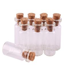 Maat 10285 mm 1 ml Mini transparant glas Wensen flessen Kleine potten flesjes met kurkstop 100pcs4012329